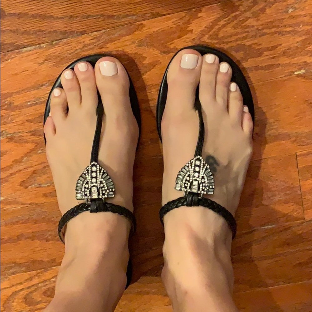 Badgley Mischka Rhinestone Thong Sandals